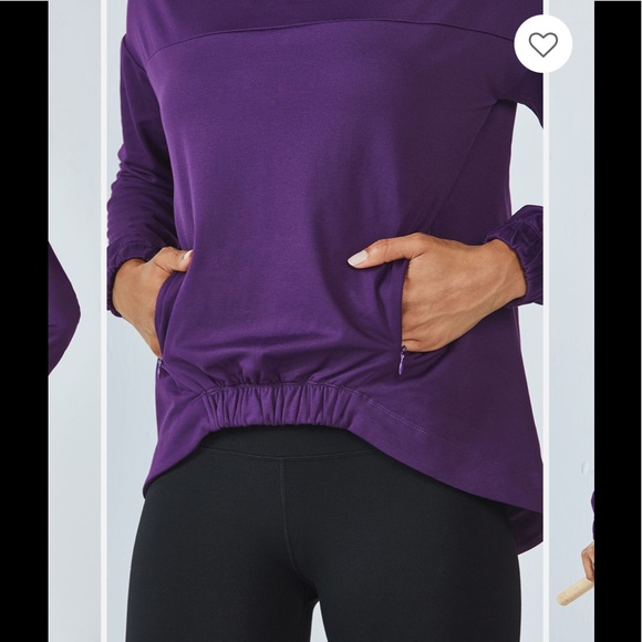 Fabletics Europa Drawstring Cowl Hi-lo Hem Pullover Sweatshirt, size Small 💜 - Picture 3 of 11